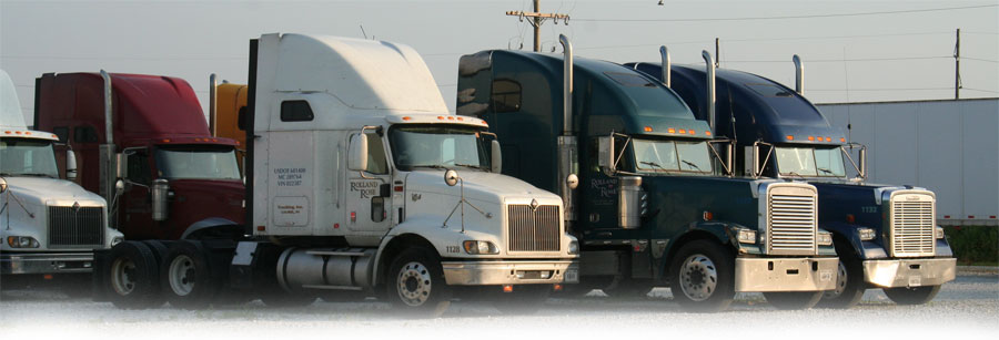 Image of a fleet of semi trucks